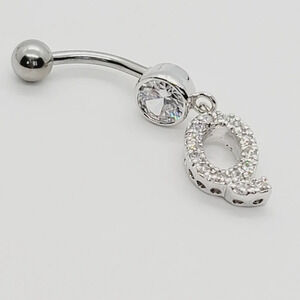 New 925 Sterling Silver Initial belly button ring "Q"